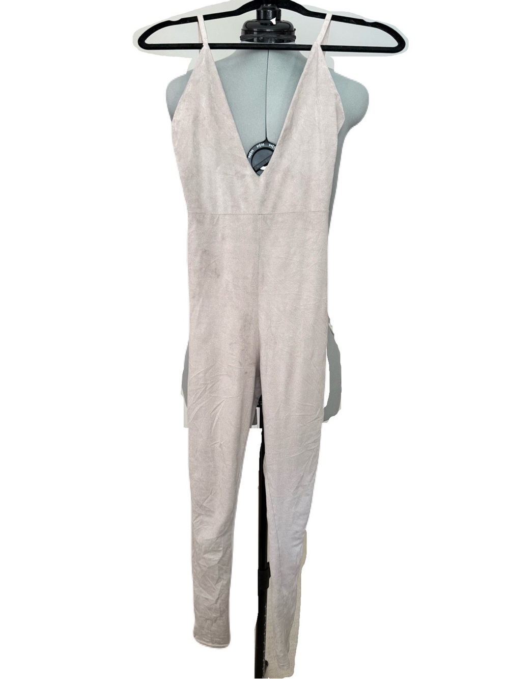 Missguided Stone Faux Suede Plunge Skinny Jumpsuit UK 4 NWT